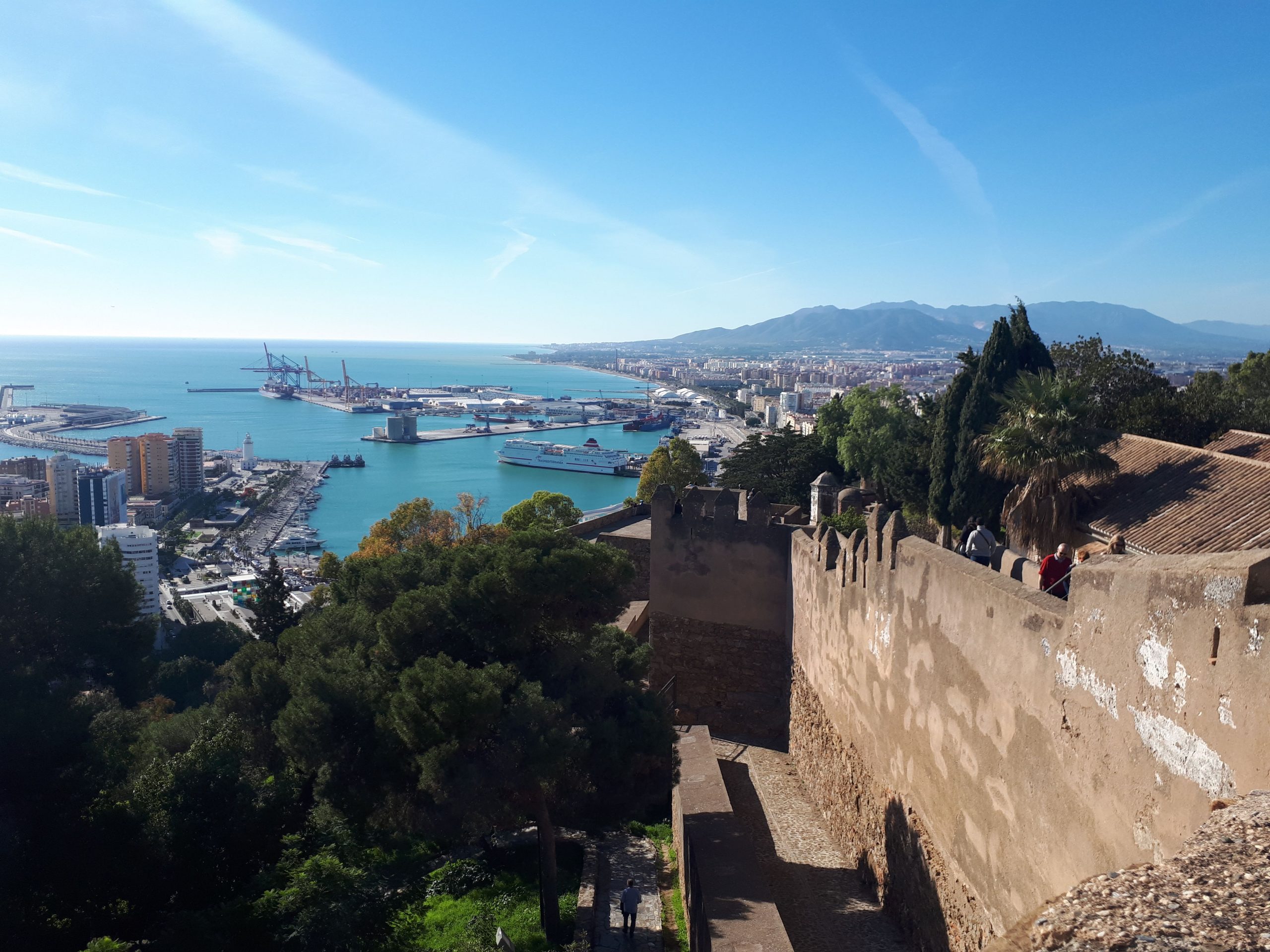 Malaga port from Gibralfaro Castle