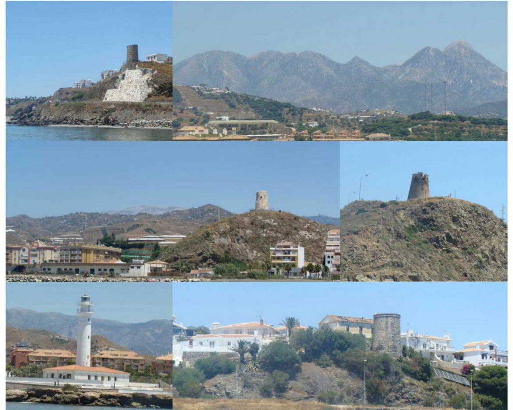 Ruta en barco de las Torres almenara de Málaga-collage